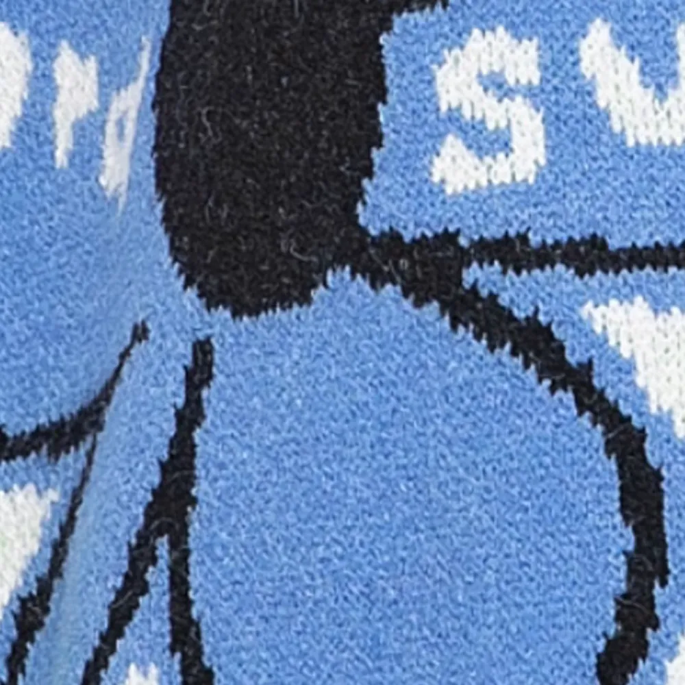 Women's Loose Blue Sunflower Sweater