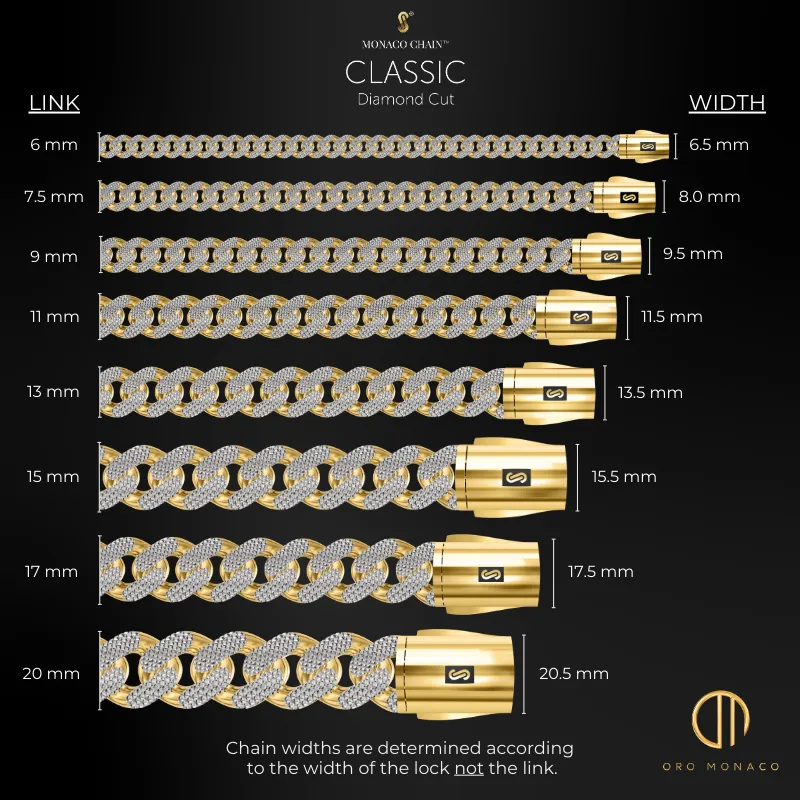 Women's Necklace/Choker - Monaco Chain CLASSIC Diamond Cut