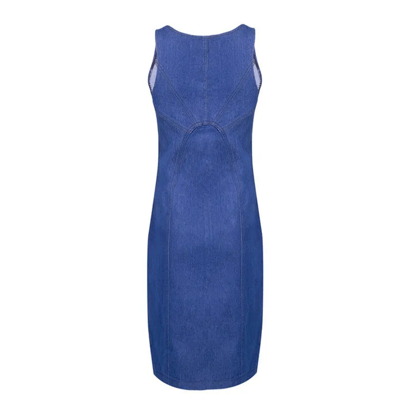 Women's One-piece Dress Zipper Denim Package Hip Skirt
