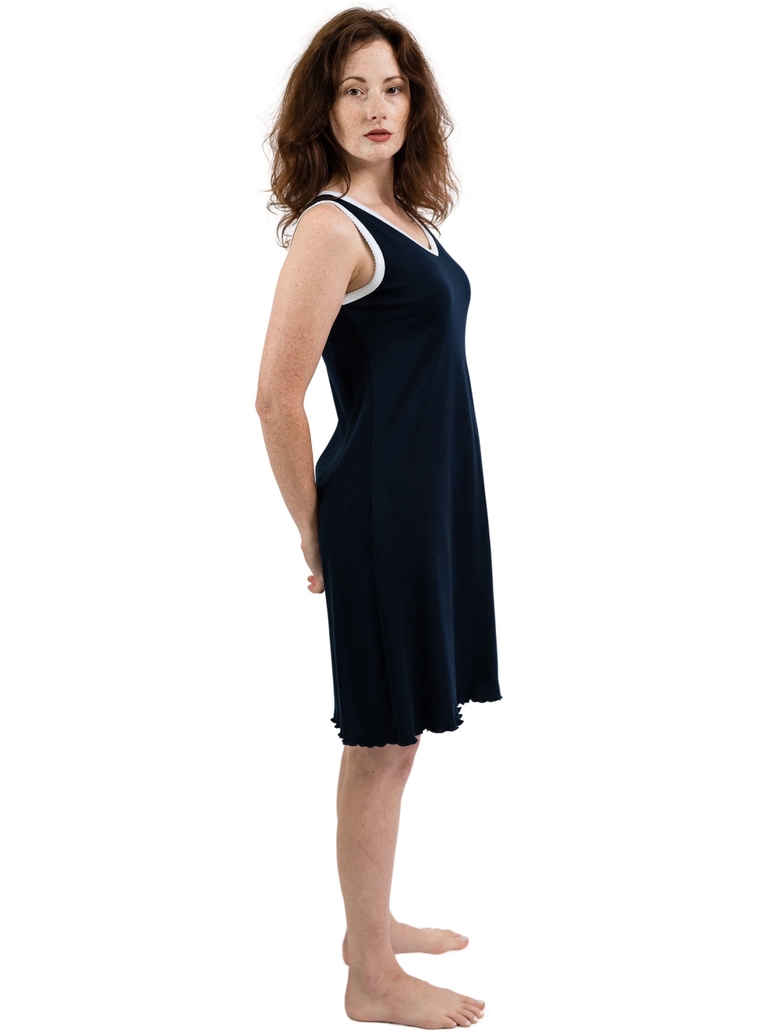 Women's Pima Sleeveless Nightgown | Navy