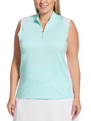 Womens Plus Two-Color 1/4 Zip Polo