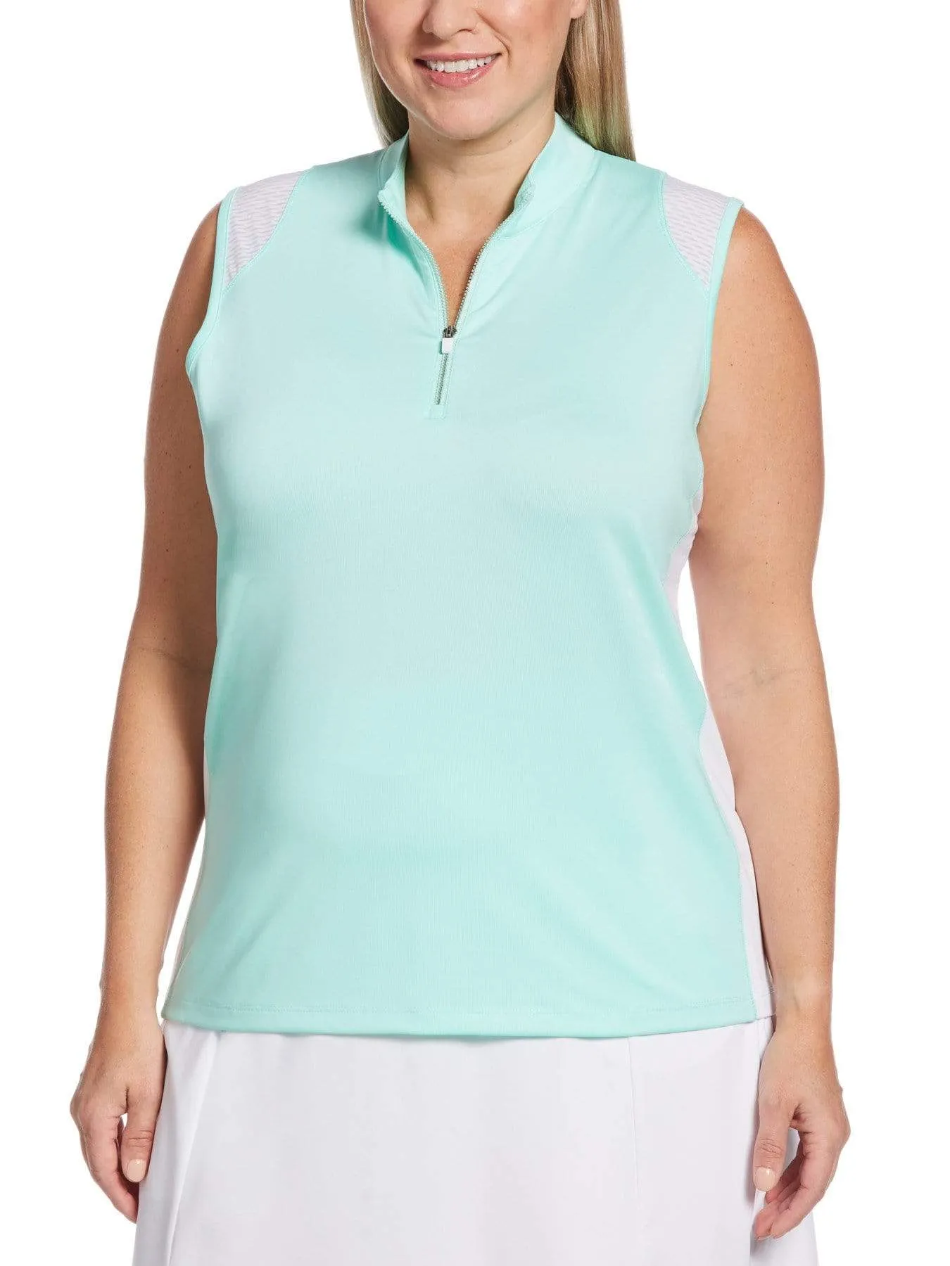 Womens Plus Two-Color 1/4 Zip Polo