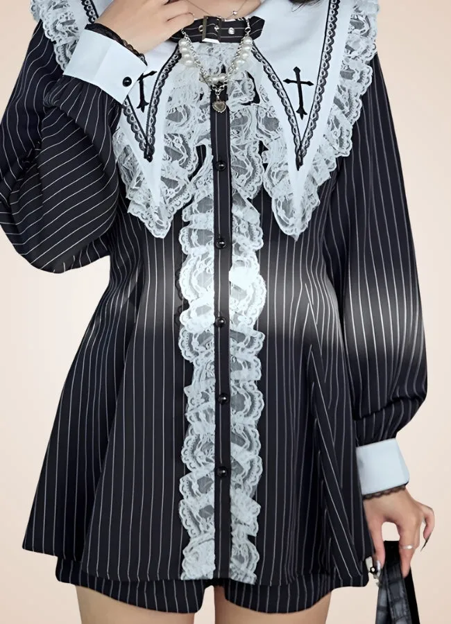 Women's Punk Striped Lolita Dress