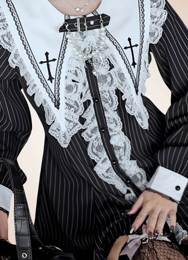 Women's Punk Striped Lolita Dress