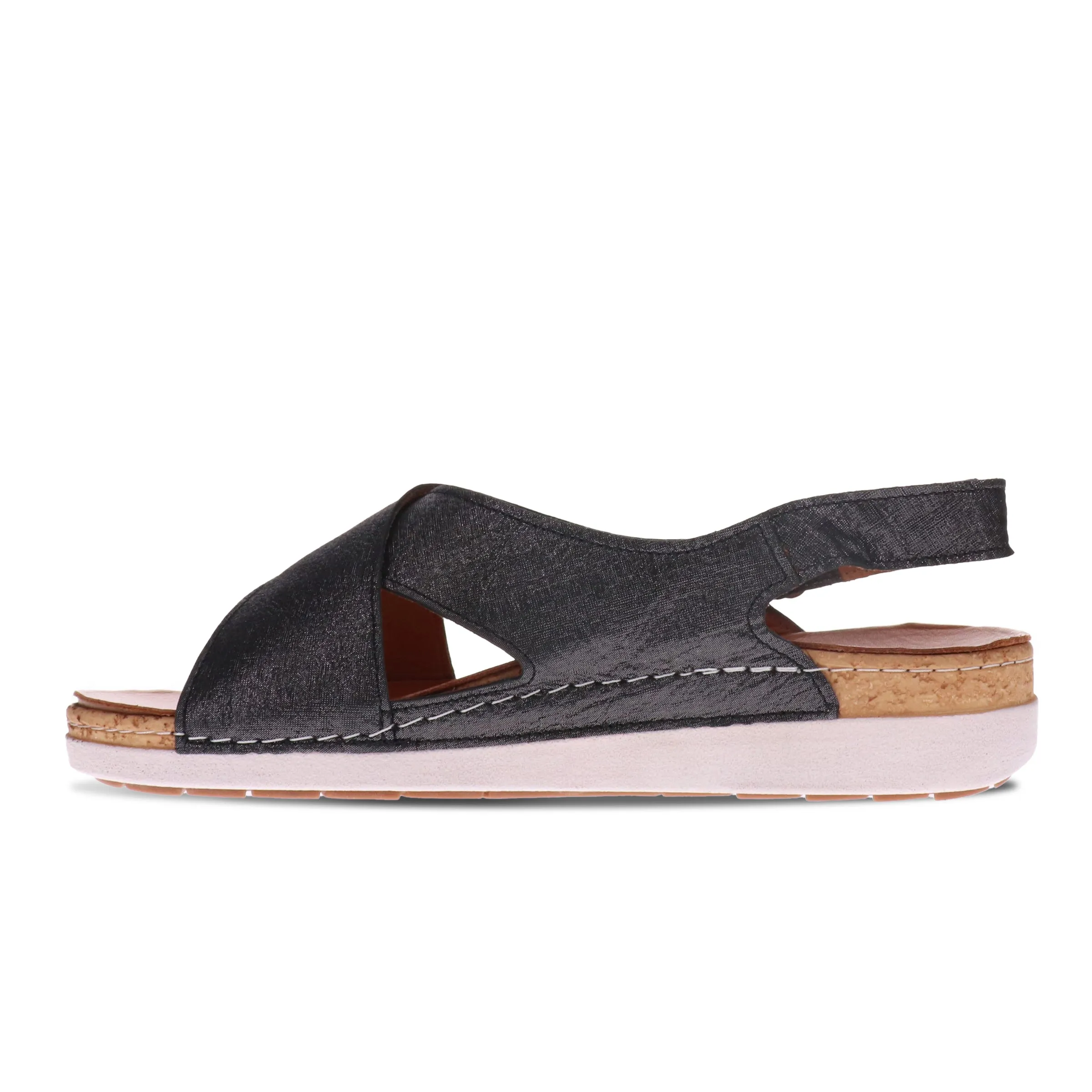 WOMEN'S REVERE COTTESLOE SANDAL | BLACK LINEN