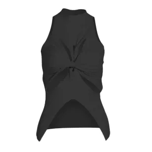 Women's Sexy Cut Out Vest Round Collar Sleeveless Solid Knitted Vests