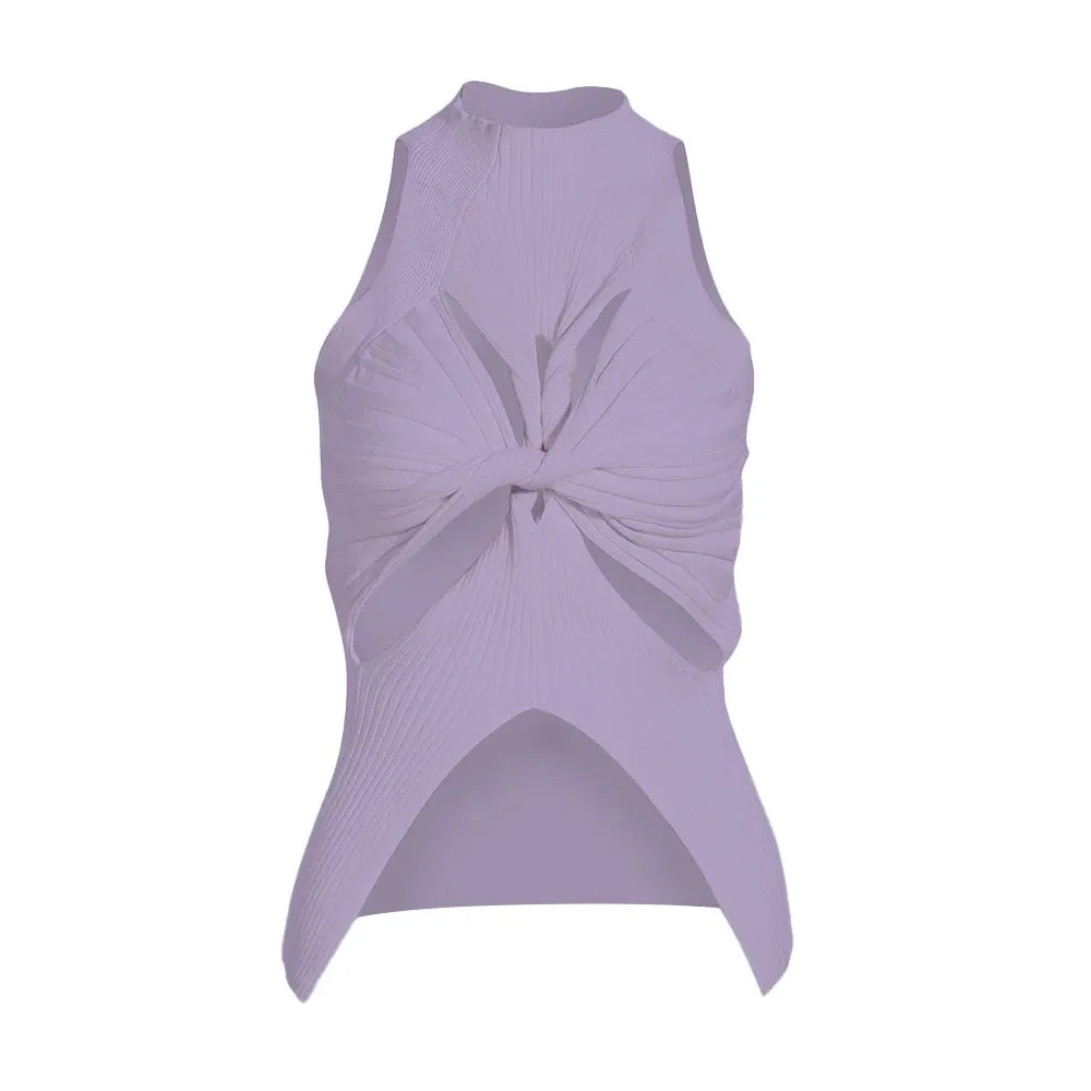 Women's Sexy Cut Out Vest Round Collar Sleeveless Solid Knitted Vests