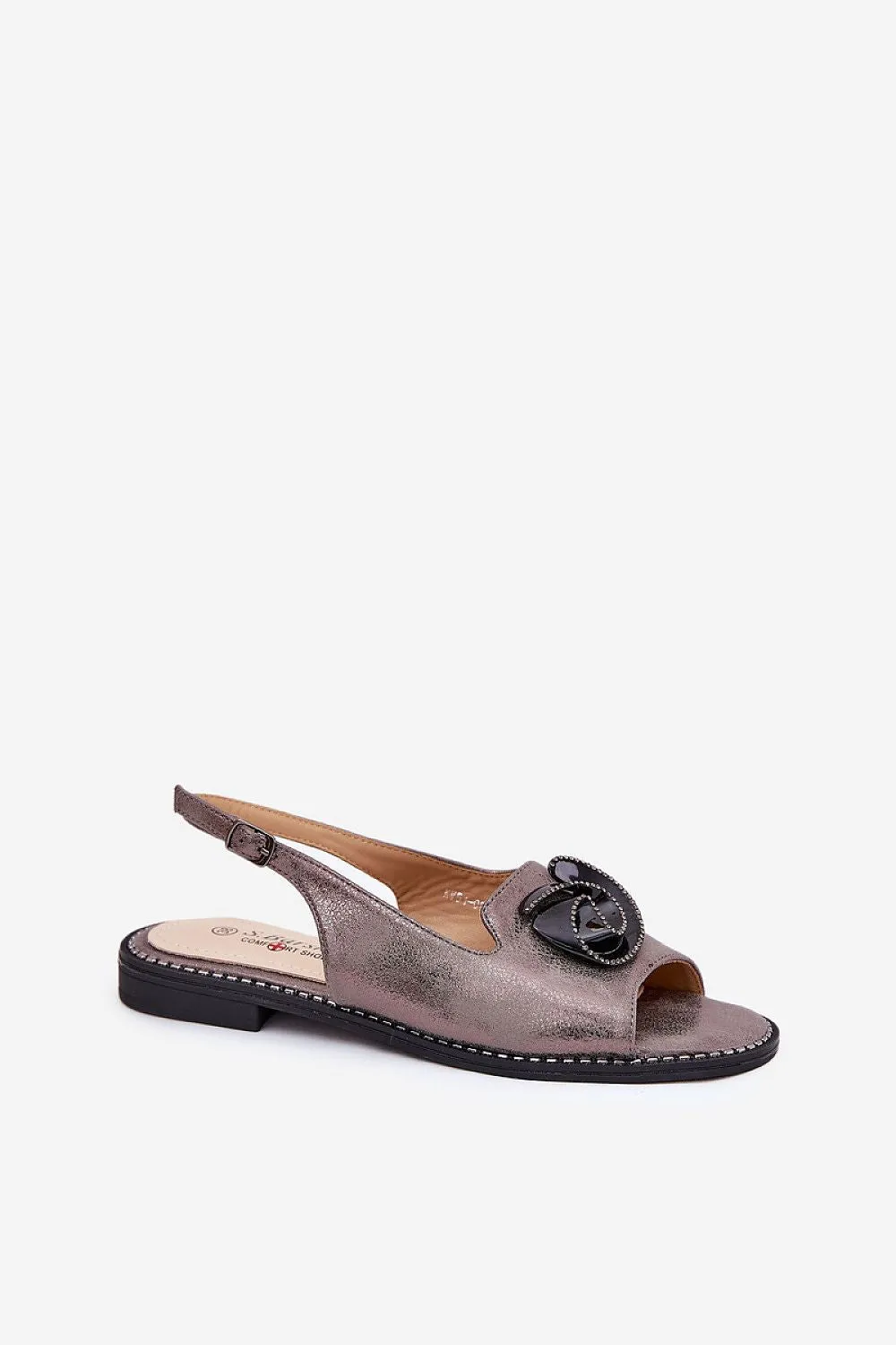 Women's shiny eco leather sandals
