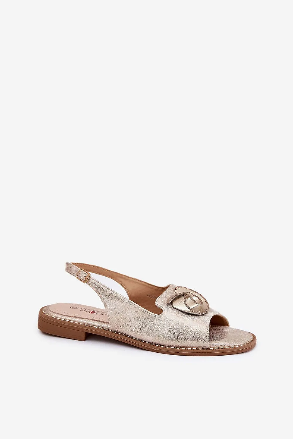 Women's shiny eco leather sandals