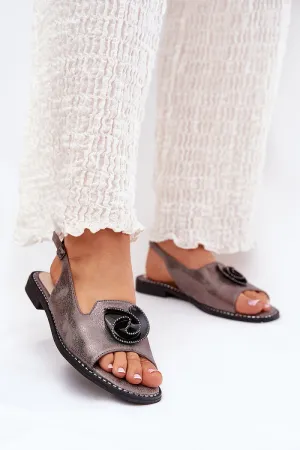 Women's shiny eco leather sandals