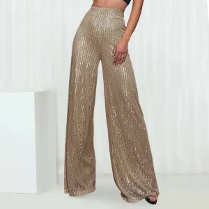 Women's Shiny Sequin Bell Bottom Pants
