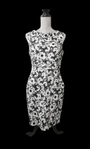 WOMENS SIZE 10P - LOFT, Fitted Cotton Dress, Boatneck, Floral Print EUC B46