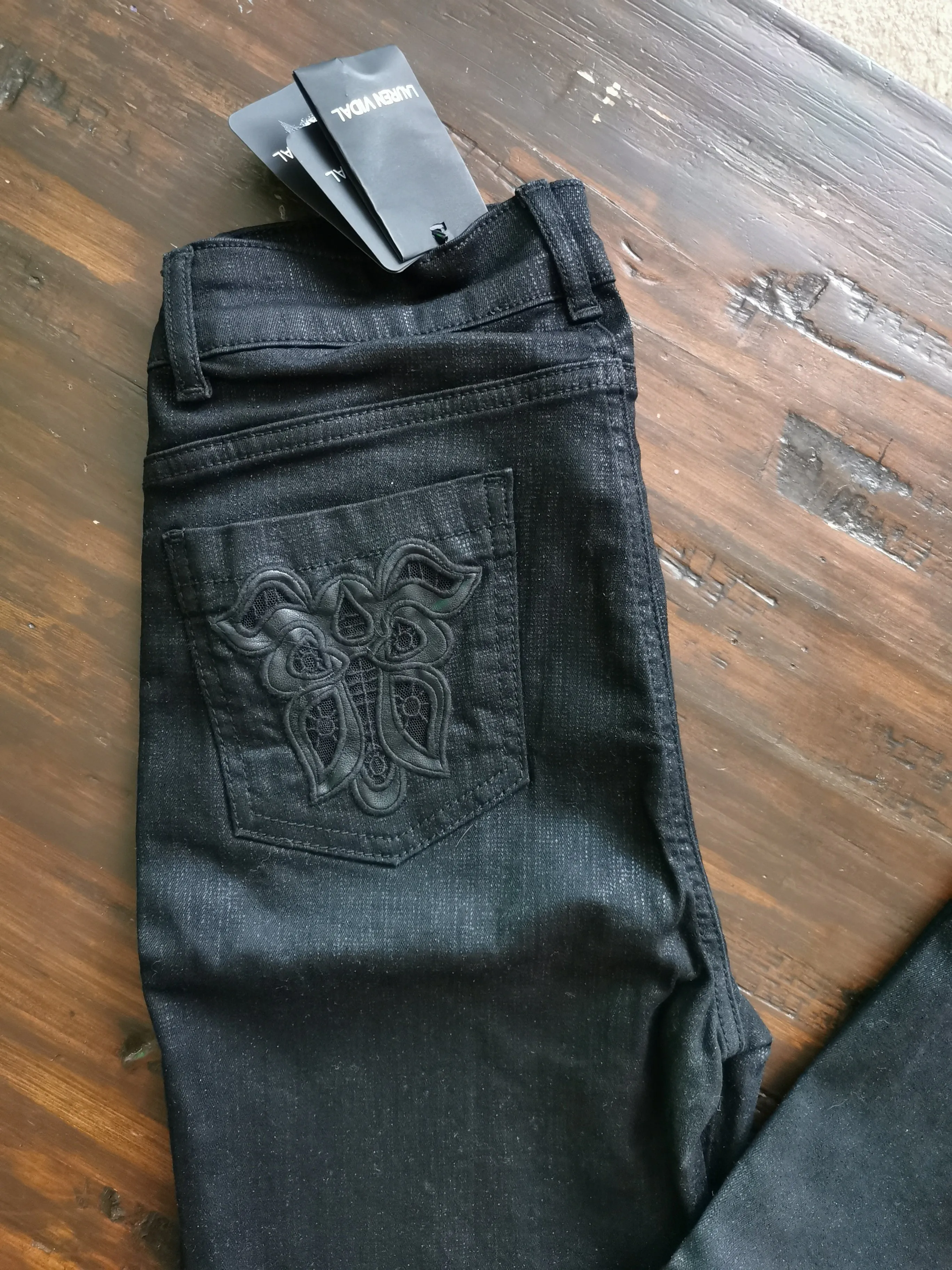 WOMENS SIZE SMALL - LAUREN VIDAL, Black Skinny Stretch Jeans NWT B5