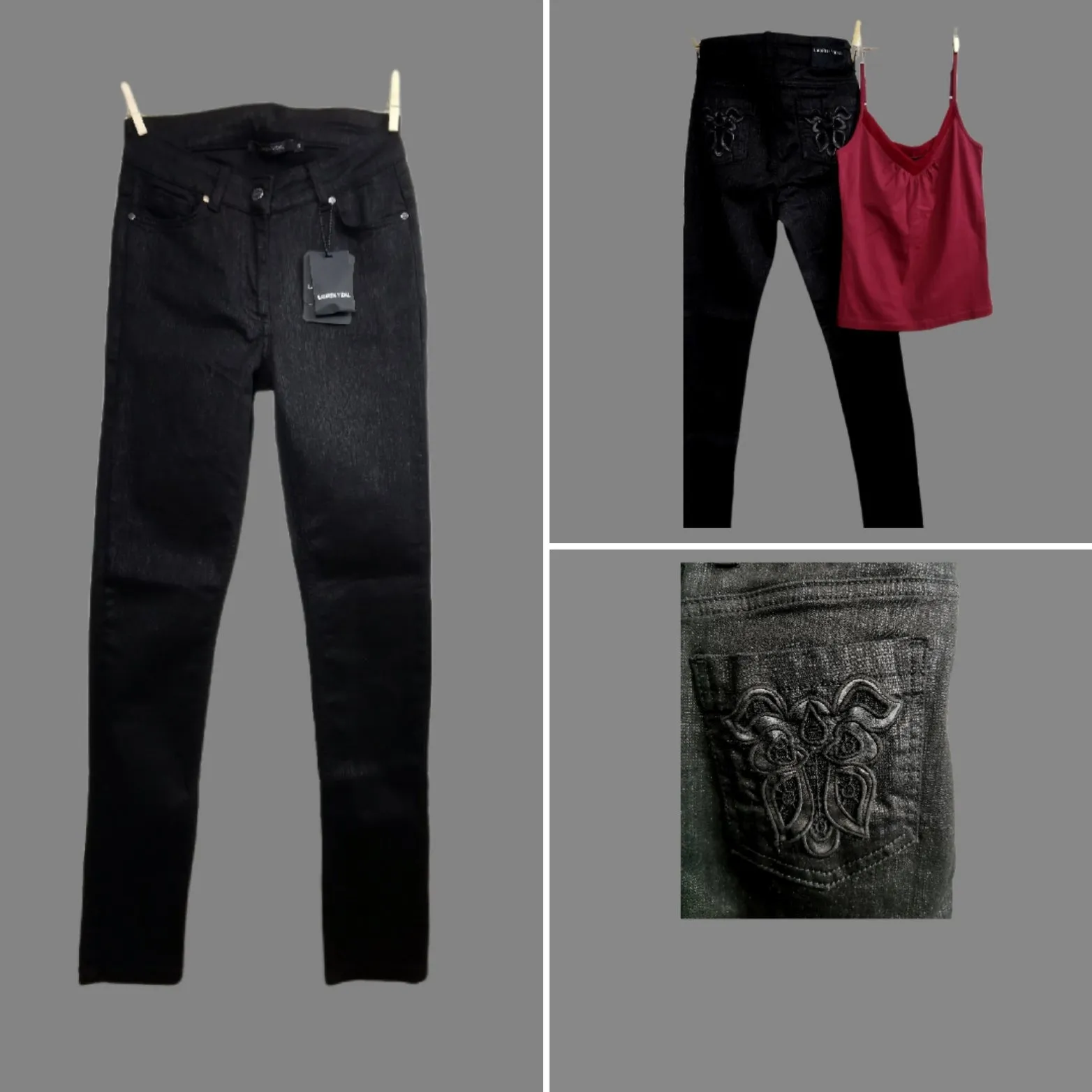 WOMENS SIZE SMALL - LAUREN VIDAL, Black Skinny Stretch Jeans NWT B5