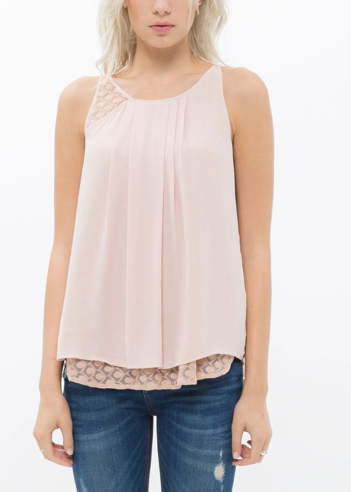 Women's Sleeveless Crewneck Layered Top