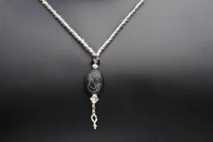 Women's Small Onyx gemstone Cameo and Sterling Silver Venus Charm