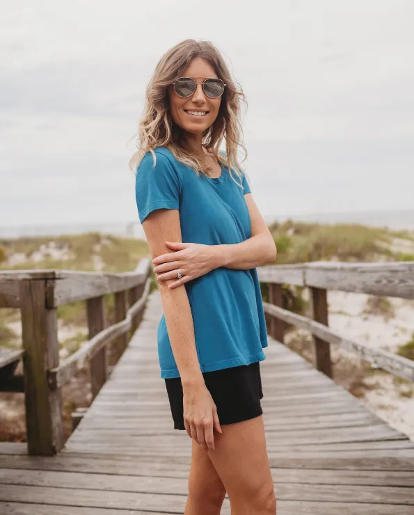 Women's Soft Supima Cotton Short Sleeve Everyday Comfy Crew Tee | Navy
