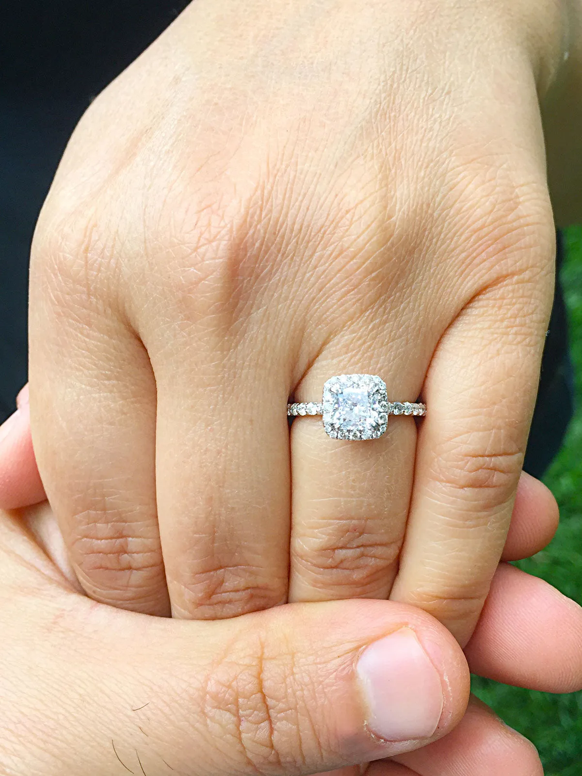 Women's Stunning 14k solid white gold cushion and Round cut diamond engagement ring halo natural diamonds 1.60ctw