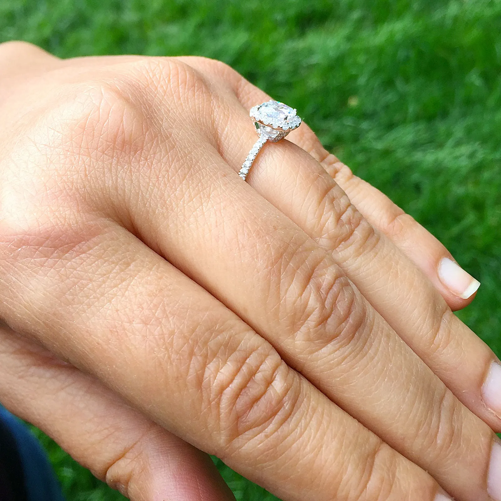 Women's Stunning 14k solid white gold cushion and Round cut diamond engagement ring halo natural diamonds bridal wedding 1.70ctw