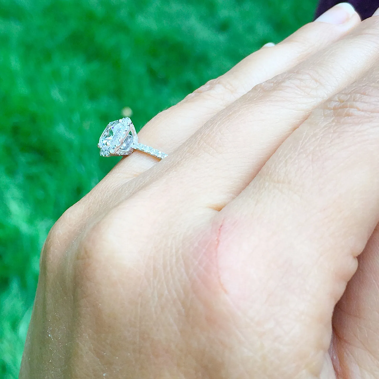 Women's Stunning 14k solid white gold cushion and Round cut diamond engagement ring halo natural diamonds bridal wedding 1.70ctw