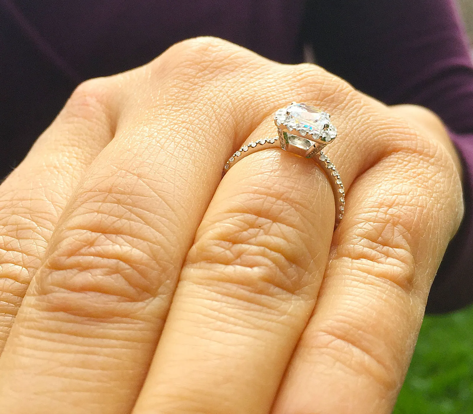 Women's Stunning 14k solid white gold cushion and Round cut diamond engagement ring halo natural diamonds bridal wedding 1.70ctw