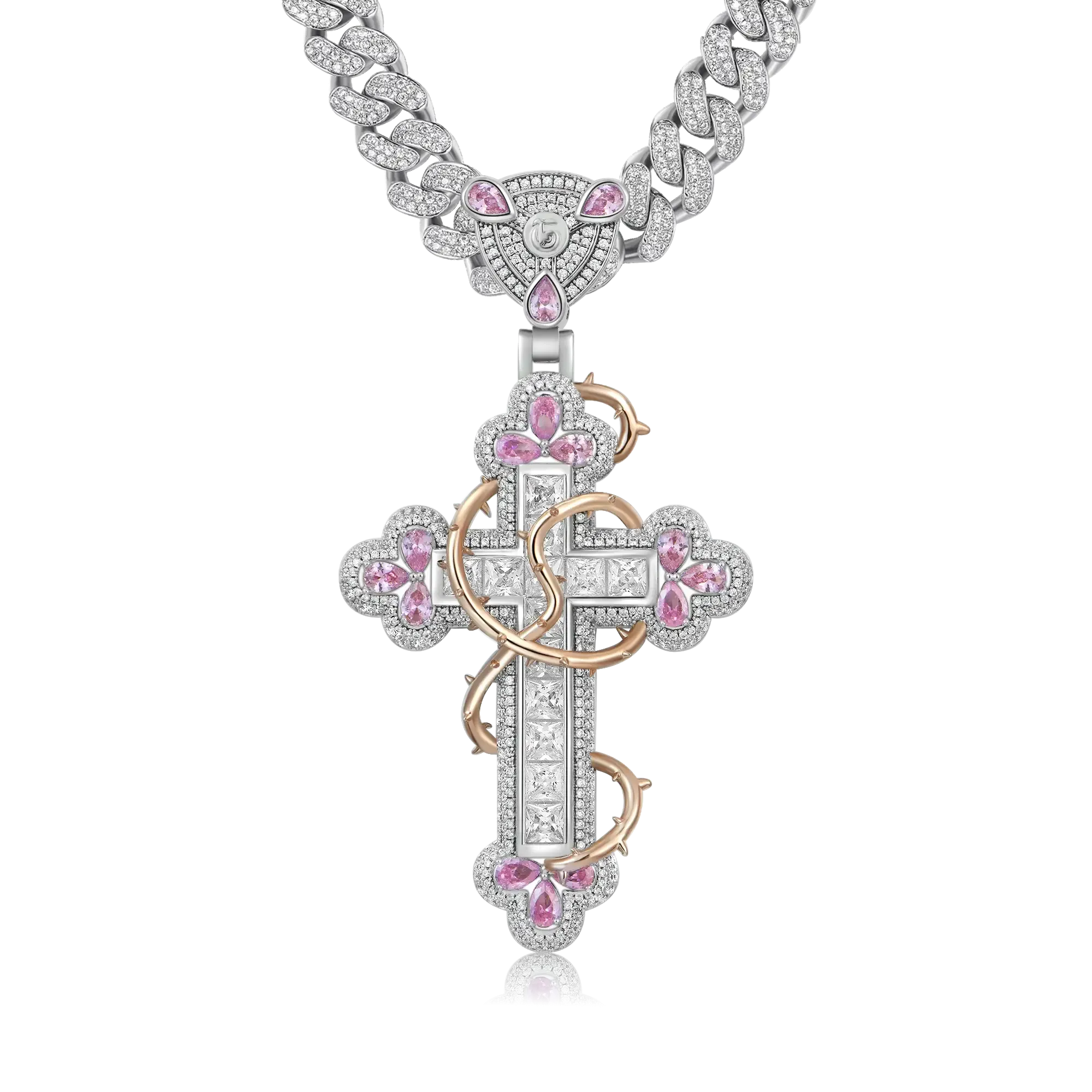 Women's Thorned Blossom Cross Pendant - Medium