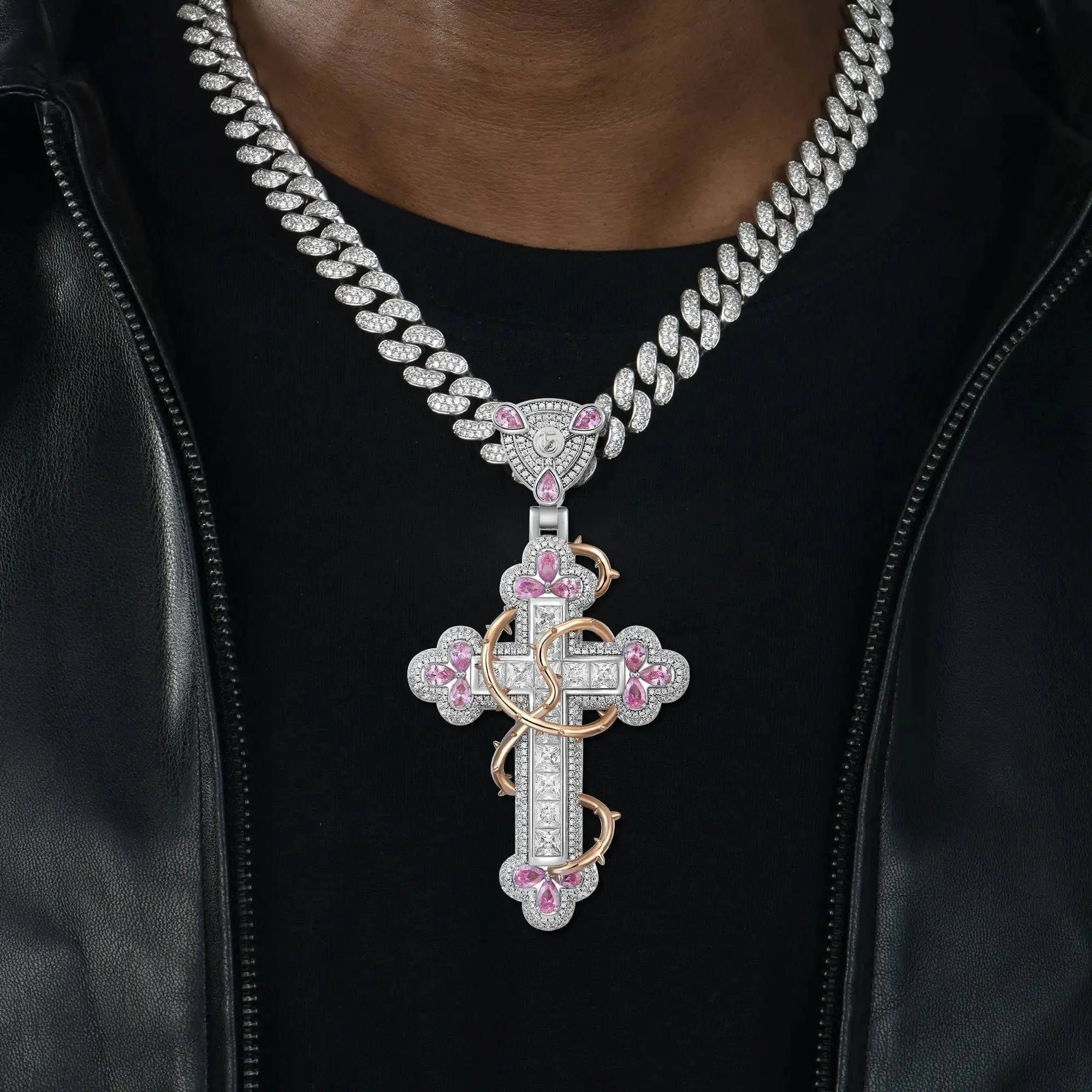 Women's Thorned Blossom Cross Pendant - Medium