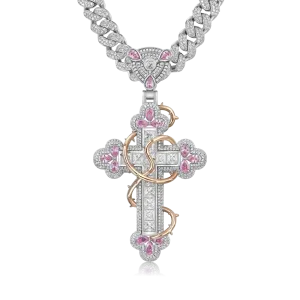 Women's Thorned Blossom Cross Pendant - Medium
