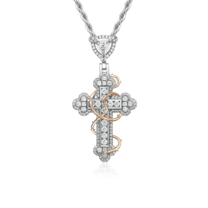 Women's Thorned Blossom Cross Pendant - Small