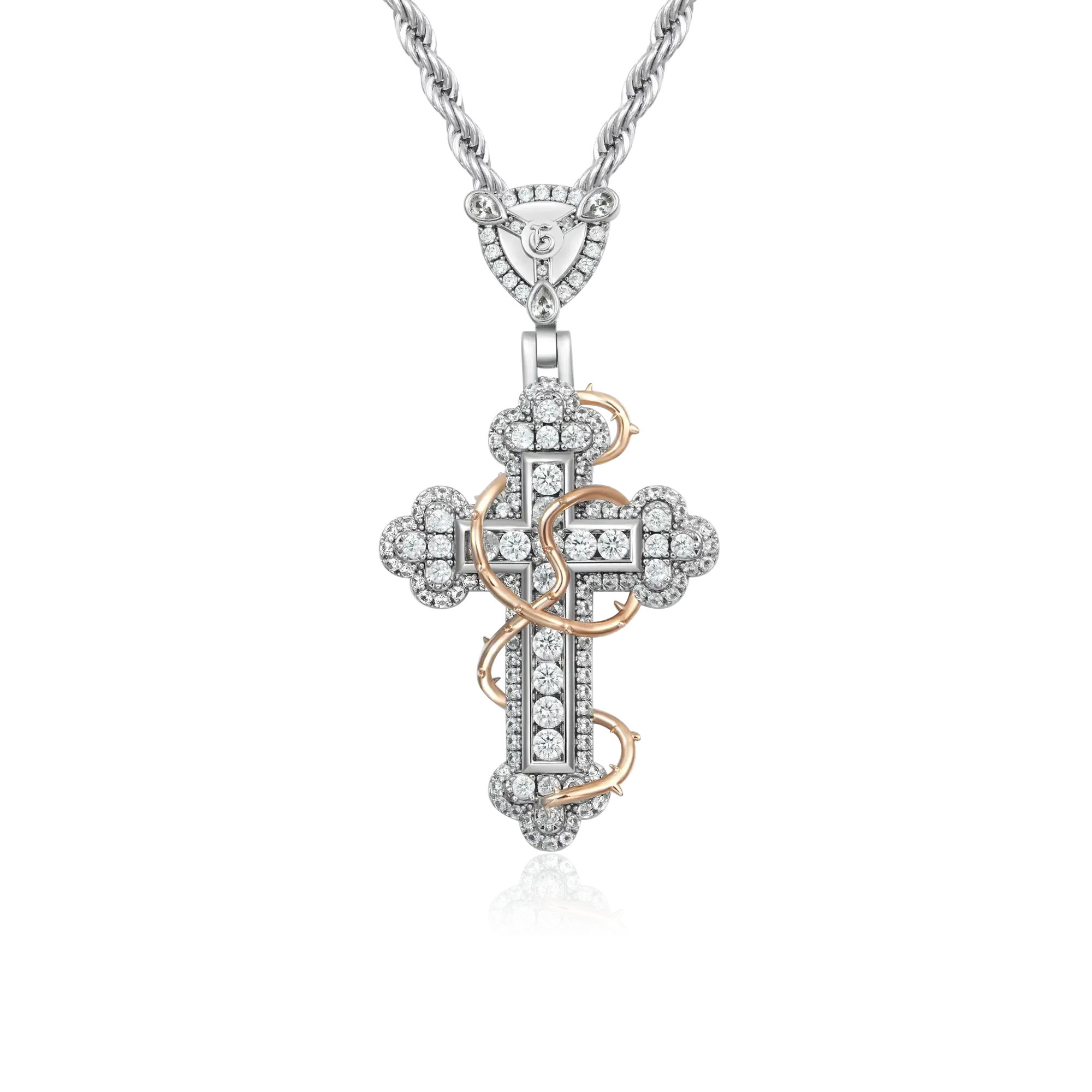 Women's Thorned Blossom Cross Pendant - Small