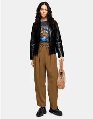 Women's Topshop Khaki Crepe Tie Waist Joggers, Sz 10! Retails $80US 