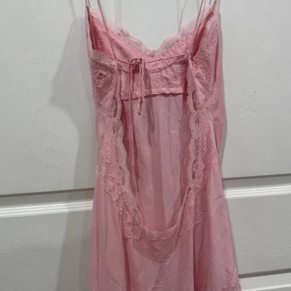 Women’s Victoria’s Secret Pink Lingerie Dress Open Back Lace Slip Dress Size S