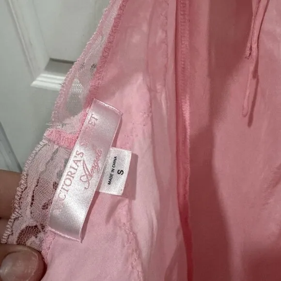 Women’s Victoria’s Secret Pink Lingerie Dress Open Back Lace Slip Dress Size S