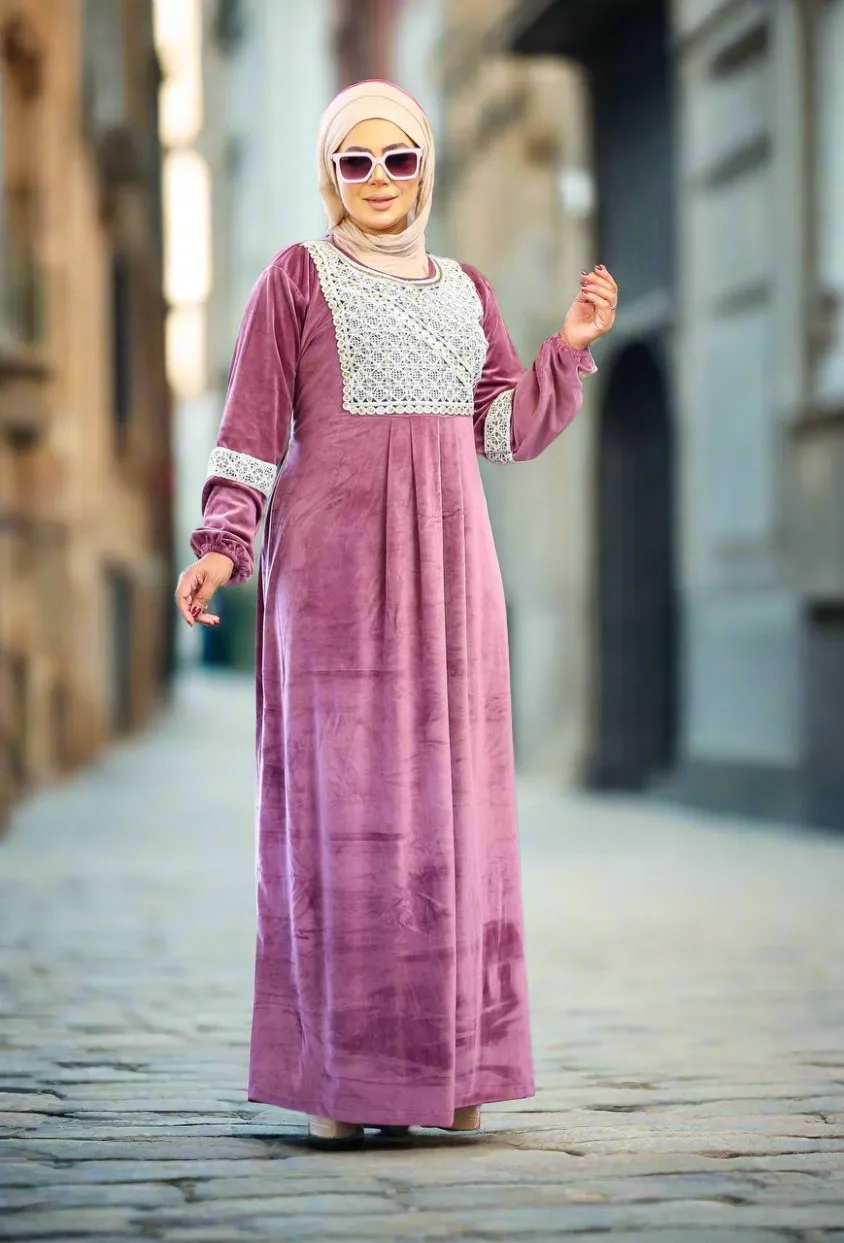 Women's winter plush abaya