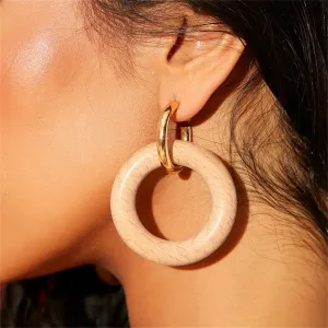 Wood & 18K Gold-Plated Circle Drop Earrings