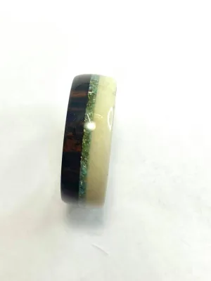 Wooden Ring | Madagascar Ebony with Antler and Turquoise Inlay Ring