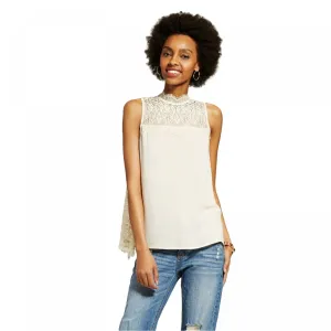 Xhilaration Women's Lace Open-Back Tank Top Blouse
