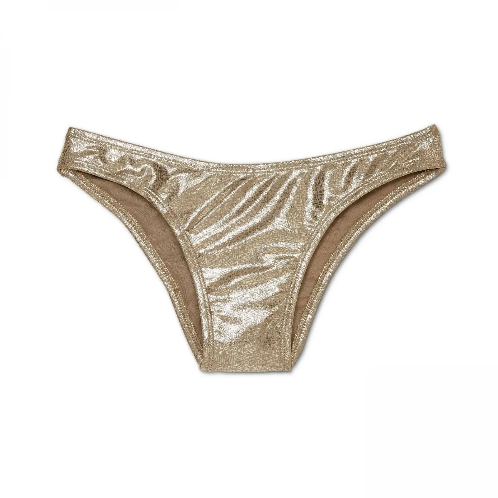 Xhilaration Women's Shiny Gold Extra Cheeky Bikini Bottom