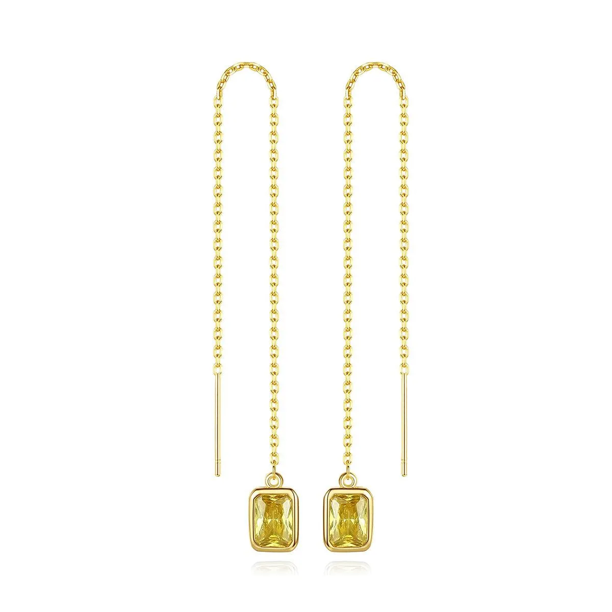 Yellow Crystal & 18K Gold-Plated Ear Threaders