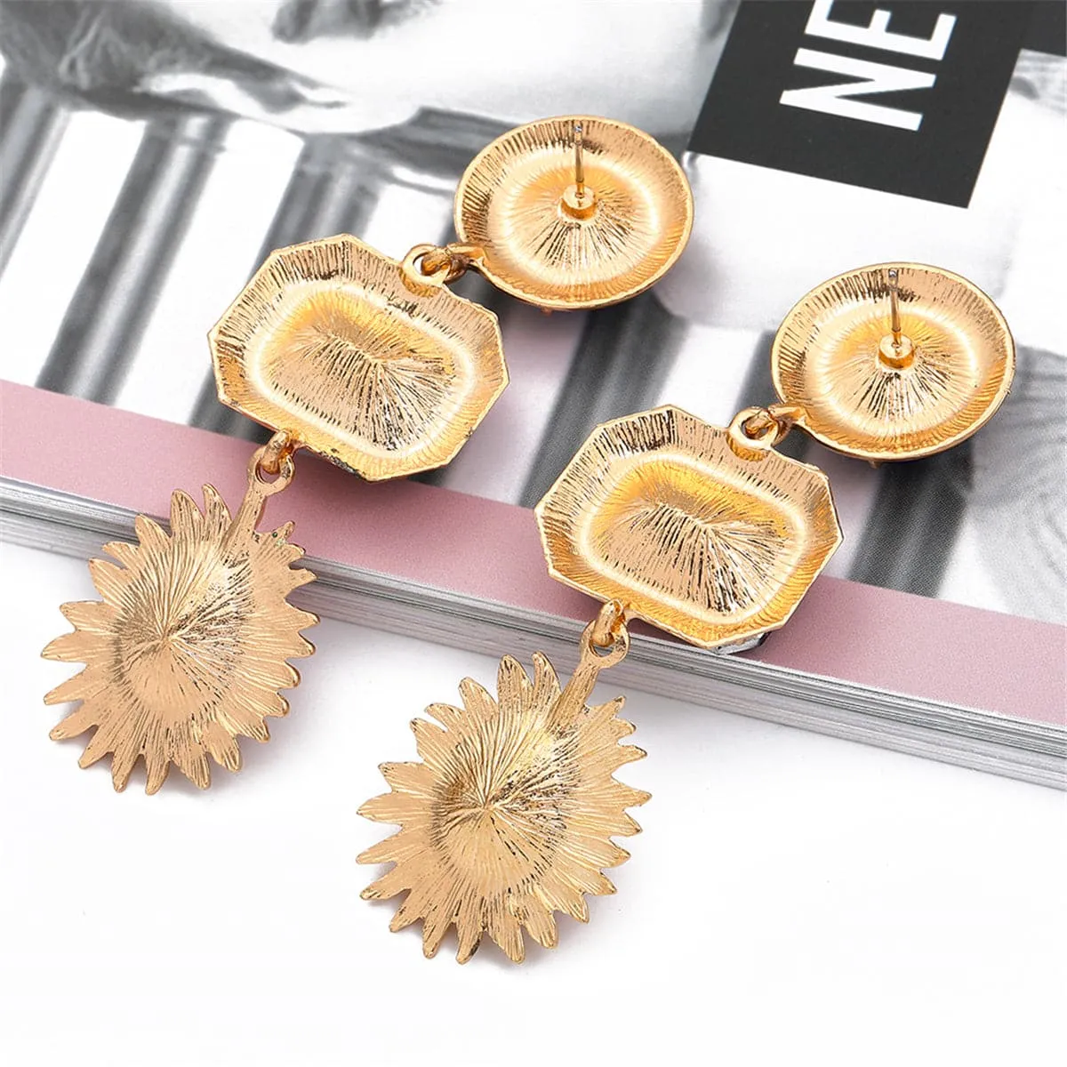 Yellow Crystal & 18K Gold-Plated Geometric Drop Earrings