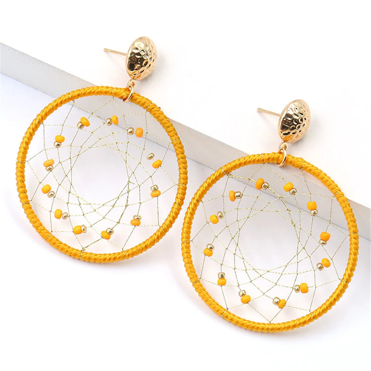 Yellow Polyster & Howlite 18K Gold-Plated Web Drop Earrings