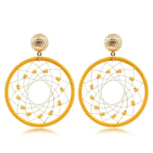 Yellow Polyster & Howlite 18K Gold-Plated Web Drop Earrings