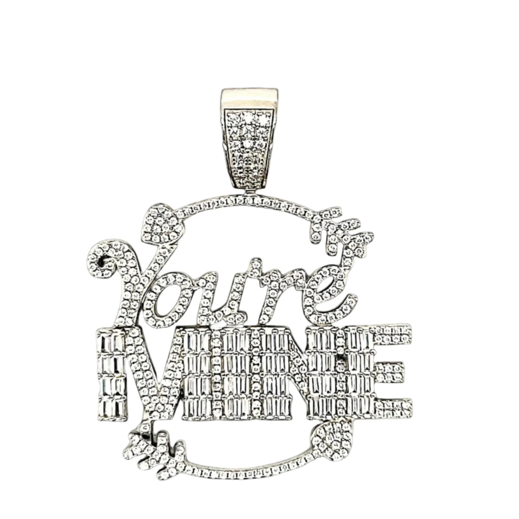 You're Mine Lab-Created Moissanite Sterling Silver Charm Pendant - M4167819