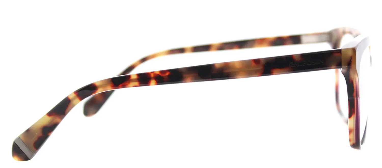 Zac Posen ZP Sonja RD Square Plastic Havana Eyeglasses with Logo Stamped Demo Lenses