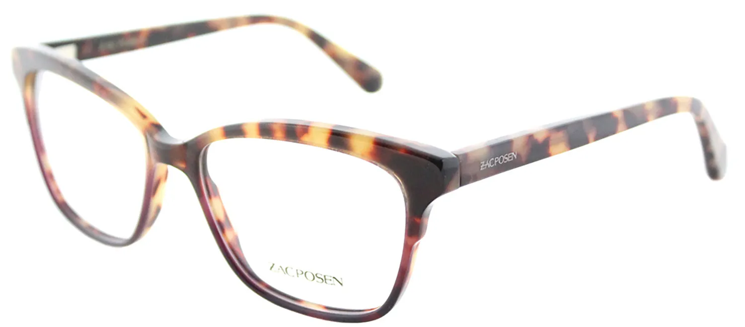 Zac Posen ZP Sonja RD Square Plastic Havana Eyeglasses with Logo Stamped Demo Lenses