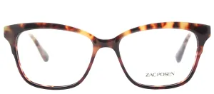 Zac Posen ZP Sonja RD Square Plastic Havana Eyeglasses with Logo Stamped Demo Lenses