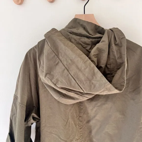 Zara Basics Women’s Hooded Khaki Green Utility 3/4 Sleeve Coat / Jacket …