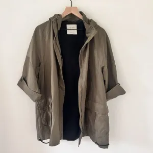 Zara Basics Women’s Hooded Khaki Green Utility 3/4 Sleeve Coat / Jacket …