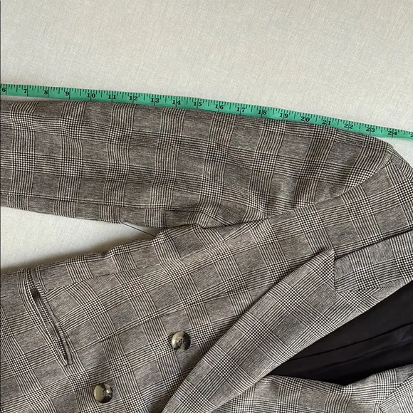 Zara Blazer Brown Micro Plaid Double Breasted - Small